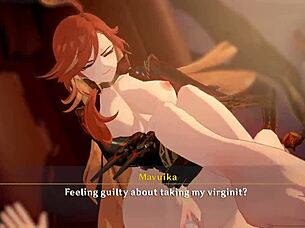 Anime girl gets creampie in pussy with big cock cum.