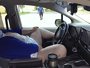 Caught in Car Finger Fucking Publicly in Sexy Dress No Panties - Big Ass Risky BBW Exhibitionist Sucks Stranger Off Outdoors