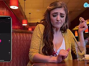 cumming in public with my interactive toy gave me a huge wet orgasm at lunch