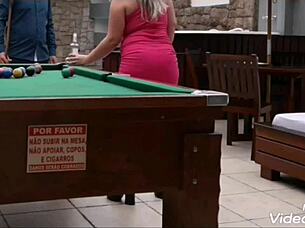 Blonde Fucking On Pool Table Outdoors With Sucking And Ass.
