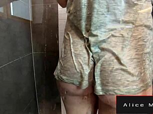 jump on that big dildo in the shower and ride it hard?