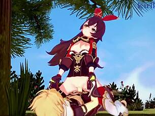 Amber and Fischl's adventure with Aether