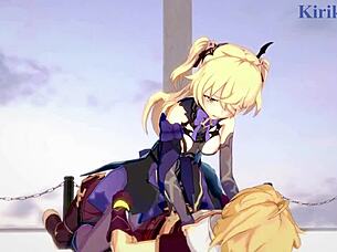 Amber and Fischl's adventure with Aether