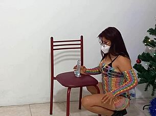 She wanted me to film her intense orgasm with a Christmas dildo