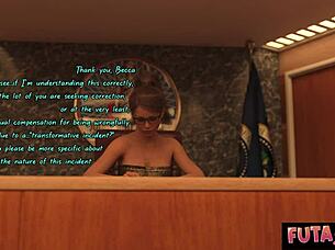 Courthouse futa drama turns to juicy threesome with monster cock