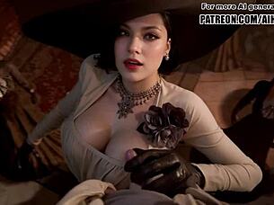 Lady Dimitrescu Cosplay Jerking You Off in Uncensored Hentai 😈