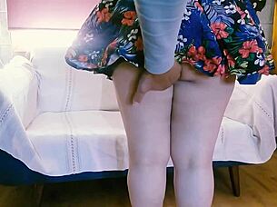 Degenerate Voyeur Touches Miss and Asks to Undress