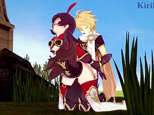 Amber and Fischl's adventure with Aether