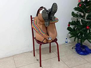 She wanted me to film her intense orgasm with a Christmas dildo