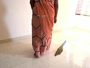 tamil maid prabha assists owner during work break
