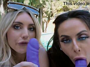 kiki and kayley have a fun lesbian day in bikinis at the pool