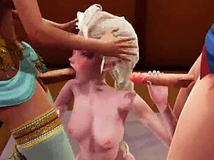 Disney futa threesome with mulan x elsa x jasmine in 3d