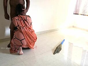 tamil maid prabha assists owner during work break