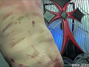 Brutal Whipping Punishment By Asian Mistress In Latex With Glasses