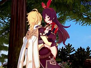 Amber and Fischl's adventure with Aether