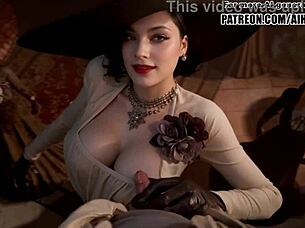 Lady Dimitrescu Cosplay Jerking You Off in Uncensored Hentai 😈