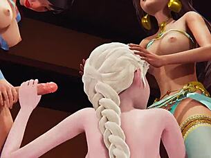 Disney futa threesome with mulan x elsa x jasmine in 3d