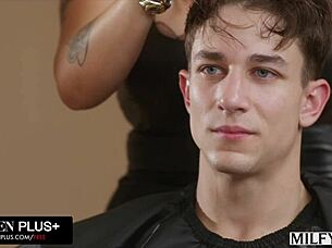 Milfy busty blonde milf abby rose squirts all over customer's cock! 💦