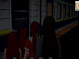 Anime girl plays erotic game