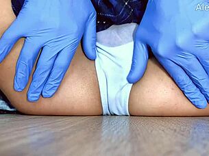 hot latina doctor masturbating her wet pussy up close! 😏