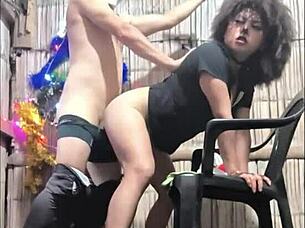 Beautiful Indian Brunette Gets Fucked Standing Up on Christmas!