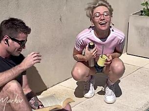 freyjaxtreme asks neighbor to stretch her ass for europe trip