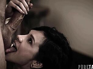 Teen Babysitter Masturbates Before Deepthroating Older Guy's Cock in Pickup Scene