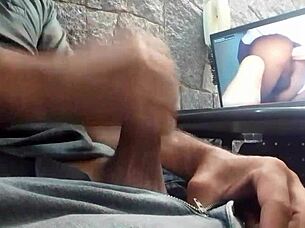 Solo boy indulges in self-pleasure, stroking his desires alone.