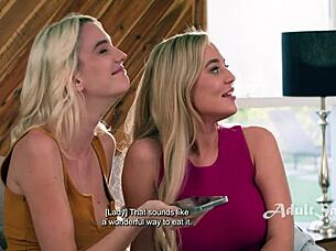 Two wives engage in lesbian activities during a survey call with Kenna James and Blake Blossom