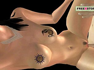 Beautiful Indian girl in 3D animation passionately connects with Japanese man.