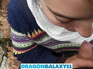 A couple shares outdoor blowjob in park near neighbors