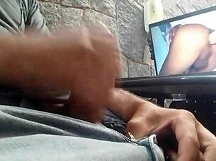 Solo boy indulges in self-pleasure, stroking his desires alone.