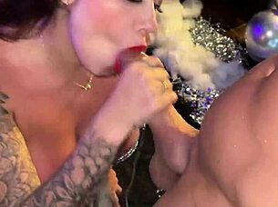 Sara Blonde Gives Public Blowjob To Muscular Bodybuilder Duncan Saint At Birthday Party