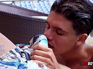 the young playboy gets his ass fucked by a big cock in this gay fetish scene