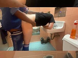 the fast food manager gets dominated in the bathroom with dirty talk and gagging. she begs for more creampie action.