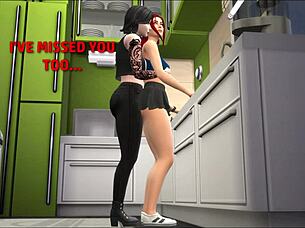 Got devojka dominira sa futanari u Sims 4!