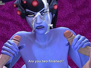 Do Dva And Tracer's Big Futanari Cocks Tease Widowmaker's Tits And Ass In This Crossdressing Fetish Fuck?