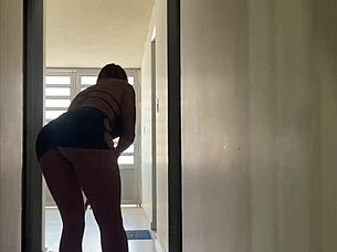 Doing cleaning with beautiful Angel Rose