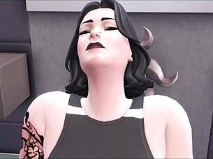 Goth girlfriend dominates with futanari in Sims 4!