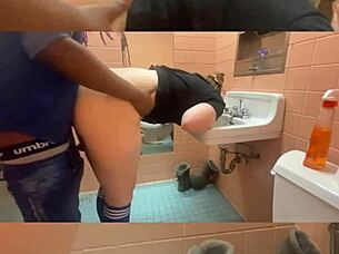 the fast food manager gets dominated in the bathroom with dirty talk and gagging. she begs for more creampie action.