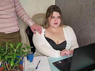 I watched the boss fuck that BBW sextress's huge ass and cum on her big juicy tits