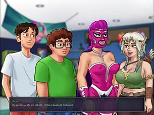 watch bathing with big boobs and cock in summertime saga part 15?