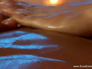 he explores his body with sensual massage in gay erotic scene