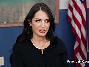 High class housewife deepthroats and gags on dick in lingerie