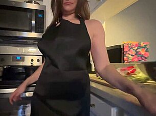 Husband Arrives Home To Big Tits Wife Wearing Apron