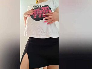 Sexy Student In Black Skirt Filming Herself On Camera!