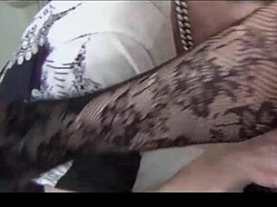 hot wife in lingerie sucks and fucks two dicks with big tits bouncing