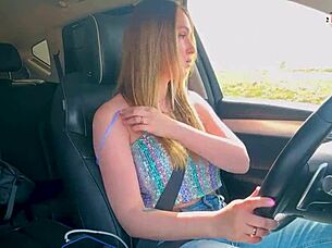 Hot step mom fucks in the car with sons classmate