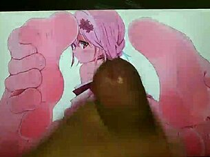 anime feet covered in cum tribute action