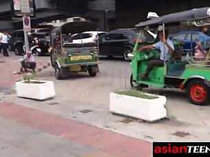 That Kinky Asian Teen 18+ Is Riding a Big Cock Outdoors with Her Tits Bouncing